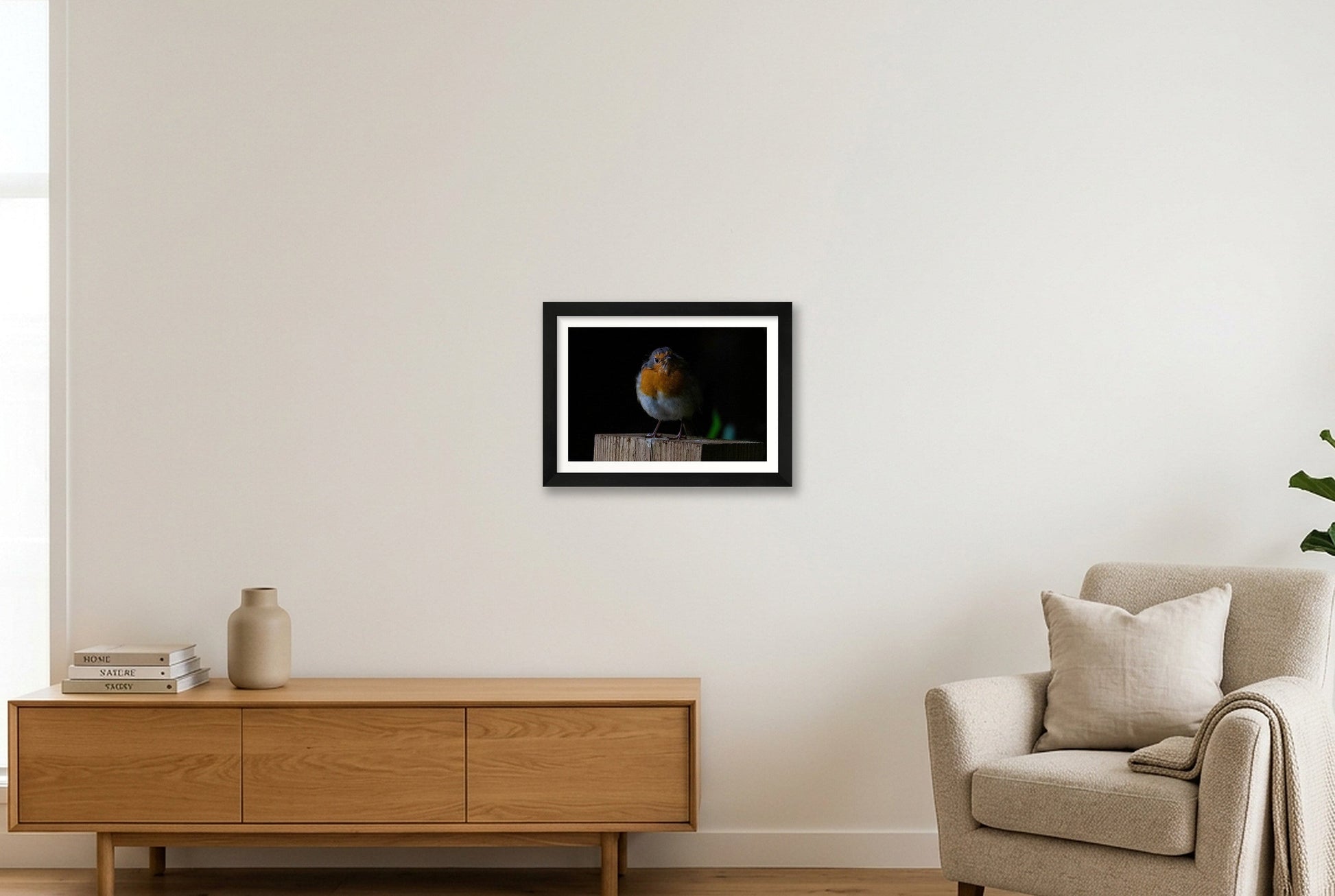 Portrait of a Robin — A4 (30×21cm, 12×8") Black Frame